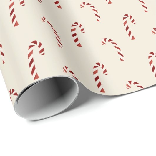 Niedliche Minimalistische Red Candy Canes Weihnach Geschenkpapier (Rolleneckpunkt)