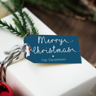 Niedliche Minimalistische Simple Blue White Frohe  Geschenkanhänger