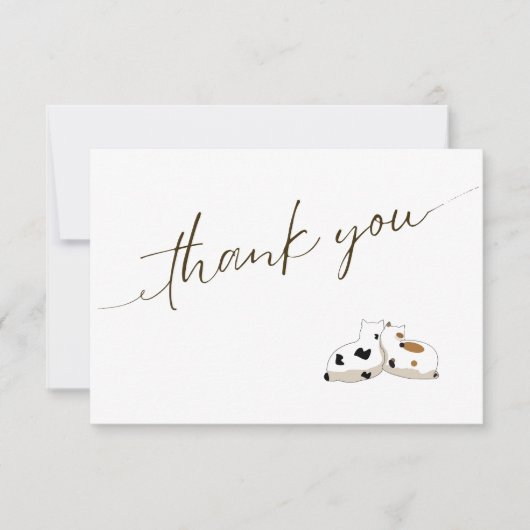 Niedliche minimalistische Skriptkatzen Dankeskarte (Vorderseite)