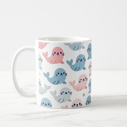 Niedliche Minimalistische Tasse 🦭 💙 💗 (Links)