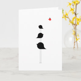 Niedliche Minimalistische Vögel Schwarzes Rot Zeic Karte