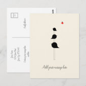 Niedliche Minimalistische Vögel Schwarzes Rot Zeic Postkarte (Vorne/Hinten)