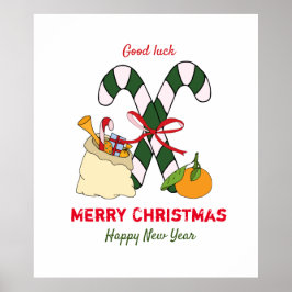 Niedliche Minimalistische Weihnachten und Neues Ja Poster