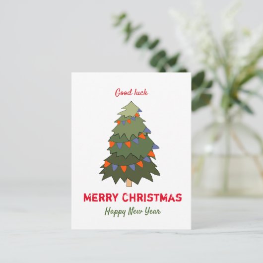 Niedliche Minimalistische Weihnachten und Neues Ja Postkarte (Stehend Vorderseite)