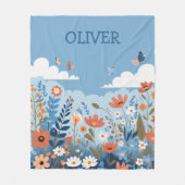 Niedliche Minimalistische Wildblumen Personalisier Fleecedecke (Vorderseite)