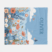 Niedliche Minimalistische Wildblumen Personalisier Fleecedecke (Vorderseite (Horizontal))