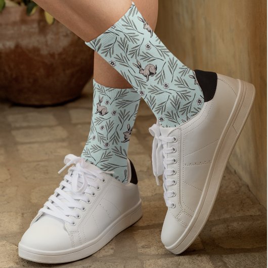 Niedliche Minzbunny und Blätter Natur Socken