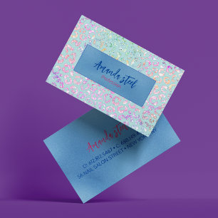 Niedliche Minze Glitzer-Monogramm Visitenkarte