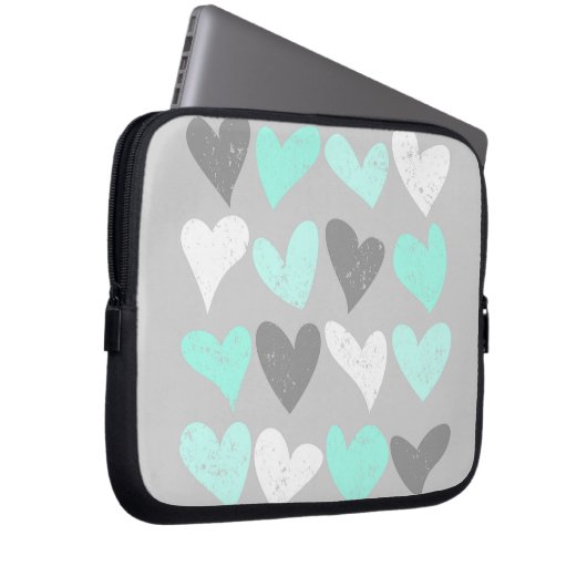 Niedliche Minze graue Liebe Herz Laptopschutzhülle (Vorne Rechts)