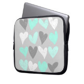Niedliche Minze graue Liebe Herz Laptopschutzhülle (Vorderseite Links)
