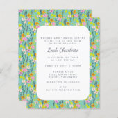 Niedliche Minze Grün Rosa Blumenbat Mitzvah (Vorne/Hinten)