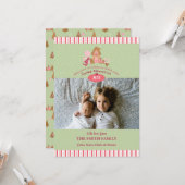 Niedliche Minze Pink Gingerbrot Candy Canes Fotoka Karte (Vorderseite/Rückseite Beispiel)