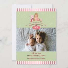 Niedliche Minze Pink Gingerbrot Candy Canes Fotoka Karte