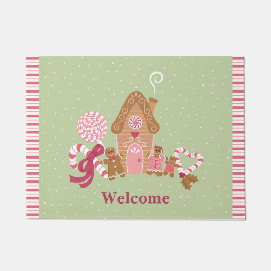 Niedliche Minze Pink Gingerbrot Candy Door Mat Fußmatte (Vorderseite)