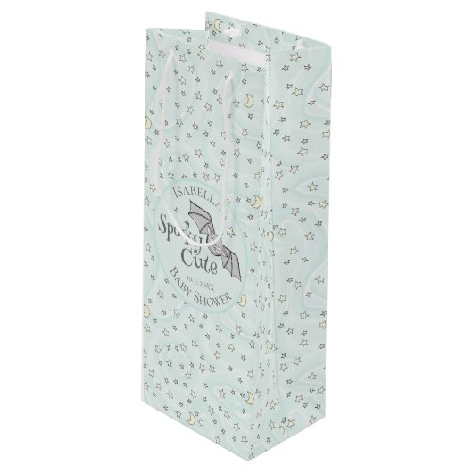 Niedliche Minze Spooky Niedliche Oktoberdusche Geschenktüte Für Weinflaschen (Vorderseite Schrägansicht)