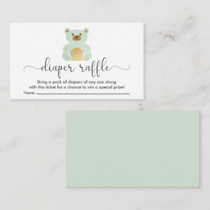 Niedliche Minze Teddy Bear Diaper Raffle Babydusch Begleitkarte