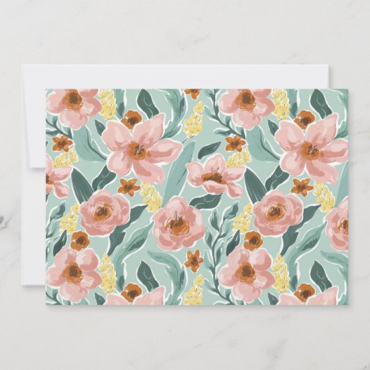 Niedliche Minznadel Rosa Blumengebäck Kinderdusche Einladung (Rückseite)