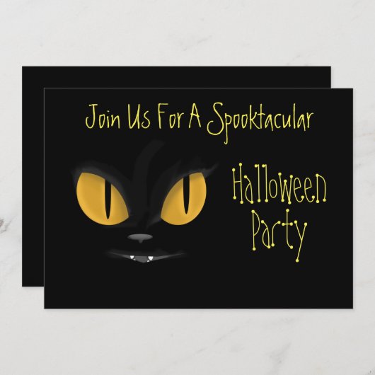 Niedliche Mischmasche mit Fangs Halloween Einladung (Vorne/Hinten)