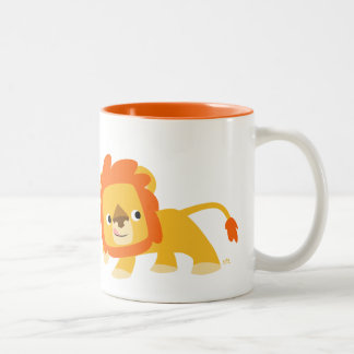 Niedliche Mischous-Cartoon-Löwe Zweifarbige Tasse