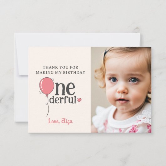 Niedliche Miss Onederful Dankeschön Karte mit Foto (Vorderseite)