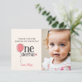 Niedliche Miss Onederful Dankeschön Karte mit Foto (Stehend Vorderseite)