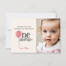 Niedliche Miss Onederful Dankeschön Karte mit Foto