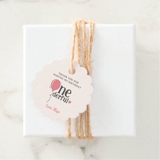 Niedliche Miss Onederful Pink Balloon Vielen Dank Geschenkanhänger (Beispiel)