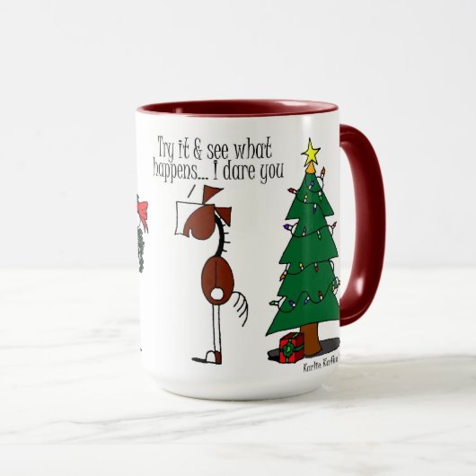 Niedliche Mistelzweig-PferdeCartoon-Tasse Tasse (VorderseiteRechts)