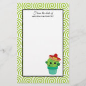 Niedliche Mit Augen Lächelnde Kakteen in Red Sombr Briefpapier (Vorderseite)