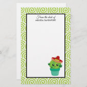 Niedliche Mit Augen Lächelnde Kakteen in Red Sombr Briefpapier (Vorne/Hinten)