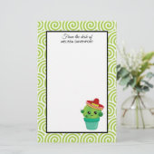 Niedliche Mit Augen Lächelnde Kakteen in Red Sombr Briefpapier (Stehend Vorderseite)