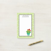 Niedliche Mit Augen Lächelnde Kakteen in Red Sombr Post-it Klebezettel (Auf Schreibtisch)