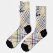 Niedliche mit Monogramm-Beige-Tartan-Schrift Socken (Linkes Detail)
