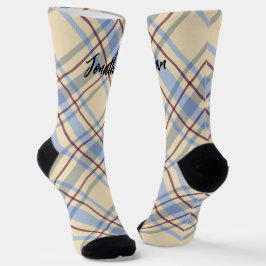 Niedliche mit Monogramm-Beige-Tartan-Schrift Socken