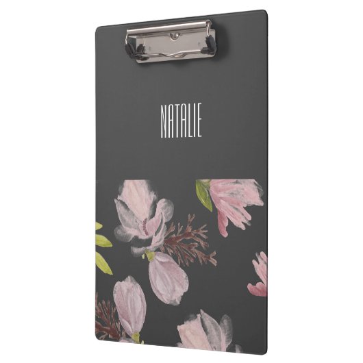 Niedliche mit Monogramm Blume grau und rosa Klemmbrett (Links)