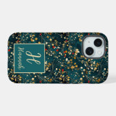 Niedliche Mit Monogramm Blumenfarbe gemustert iPhone 15 Hülle (Rückseite (Horizontal))