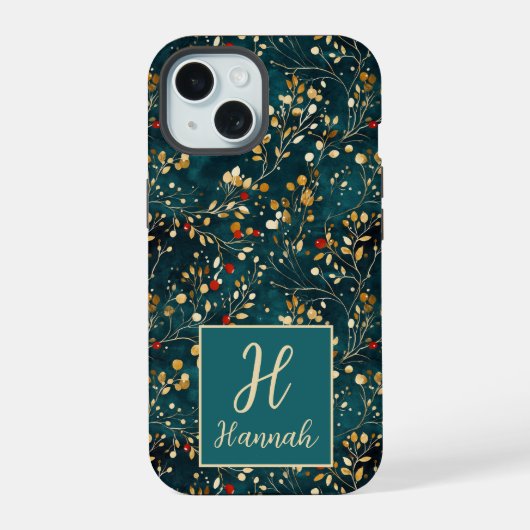 Niedliche Mit Monogramm Blumenfarbe gemustert iPhone 15 Hülle (Rückseite)