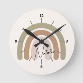 Niedliche mit Monogramm Drehschrift pastellfarben  Runde Wanduhr