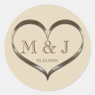 Niedliche Mit Monogramm Heart Wedding Sticker