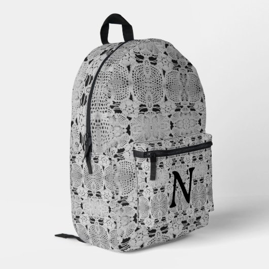 Niedliche Mit Monogramm Imitate - gestrichelte Spi Bedruckter Rucksack (Rückseitige Ecke links)