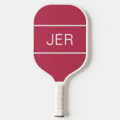 Niedliche Mit Monogramm Initial Magenta Rote Sport Pickleball Schläger (Rückseite)