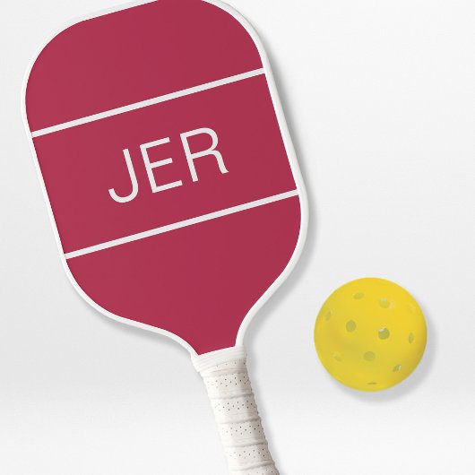 Niedliche Mit Monogramm Initial Magenta Rote Sport Pickleball Schläger