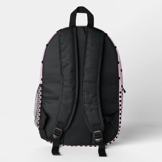 Niedliche Mit Monogramm Pink- und Schwarzpolka-Pun Bedruckter Rucksack (Rückseite)