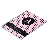 Niedliche Mit Monogramm Pink- und Schwarzpolka-Pun Notizblock (Linke Seite)