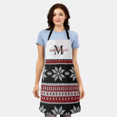 Niedliche Mit Monogramm Weihnachts-Sweater-Muster Schürze (Getragen)