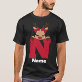 Niedliche Mit Monogramm Weihnachtsfamilie mit Name T-Shirt (Vorderseite)