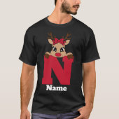 Niedliche Mit Monogramm Weihnachtsfamilie mit Name T-Shirt (Vorderseite)