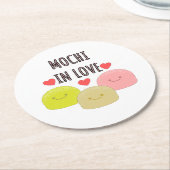 Niedliche Mochi Cartoon Zeichnungen Runder Pappuntersetzer (Angewinkelt)