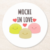 Niedliche Mochi Cartoon Zeichnungen Runder Pappuntersetzer (Vorderseite)