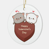 niedliche Mochi-Katzen Keramik Ornament (Links)